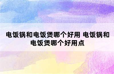 电饭锅和电饭煲哪个好用 电饭锅和电饭煲哪个好用点